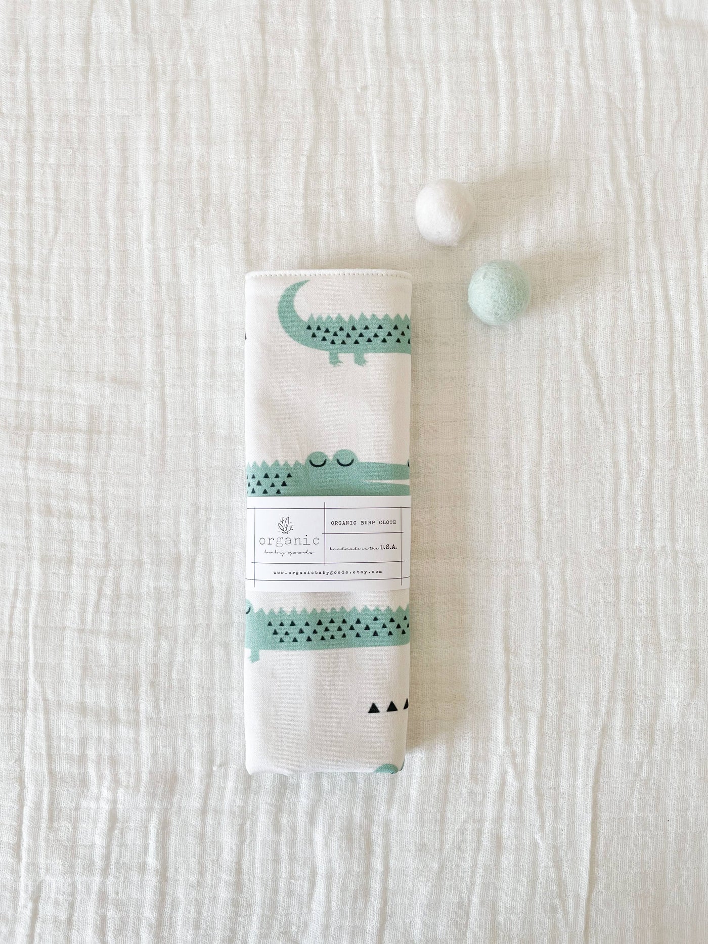 Organic Crocodile Burp Cloth