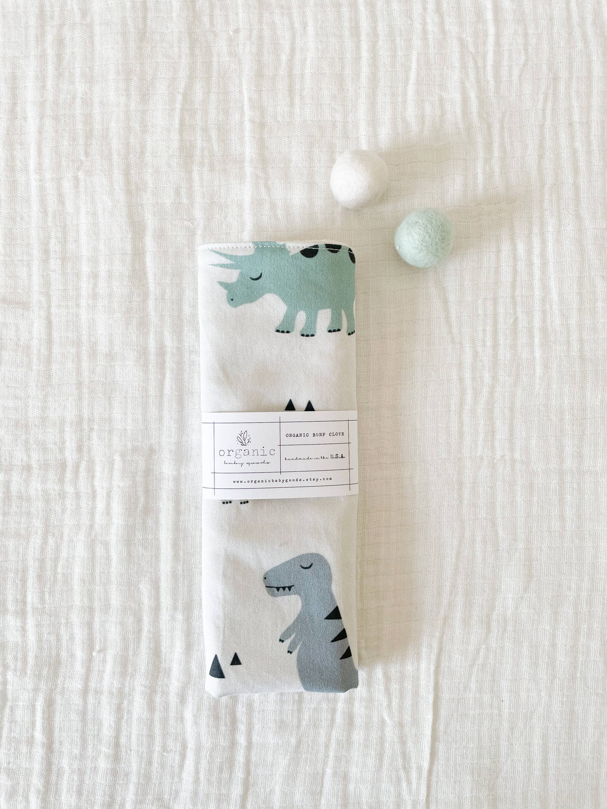 Organic Dinosaur Burp Cloth