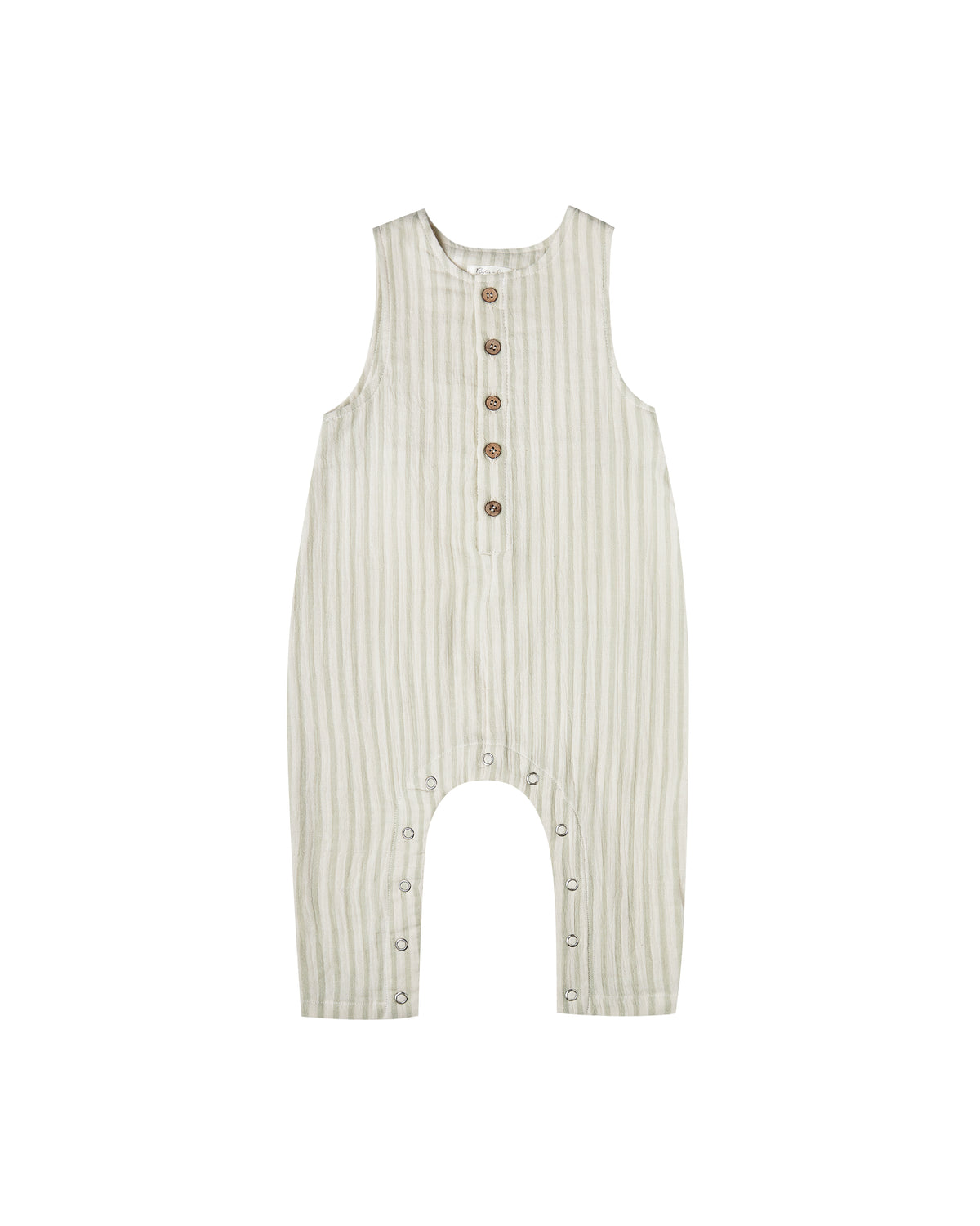 Striped Button Jumpsuit Sage-Ivory