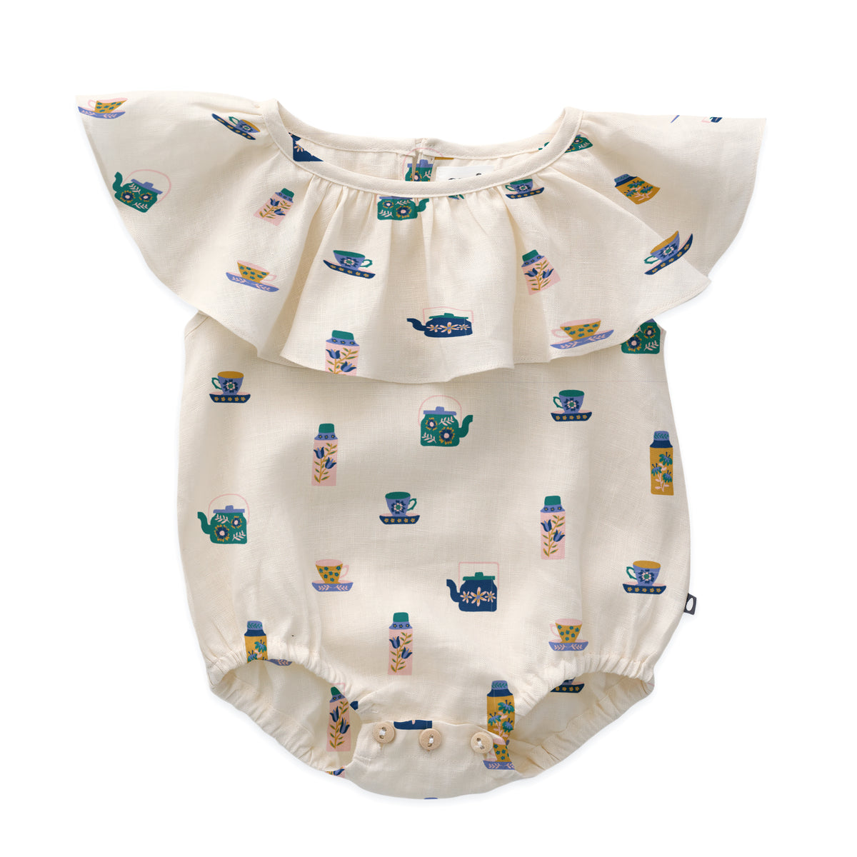 Ruffle Collar Romper - Gardenia