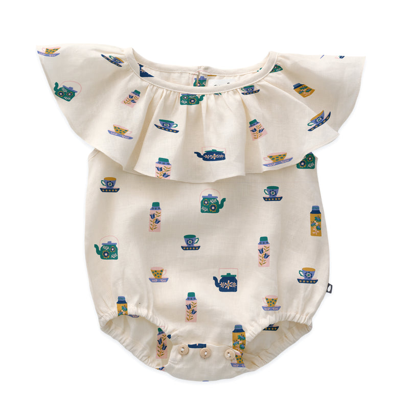 Ruffle Collar Romper - Gardenia