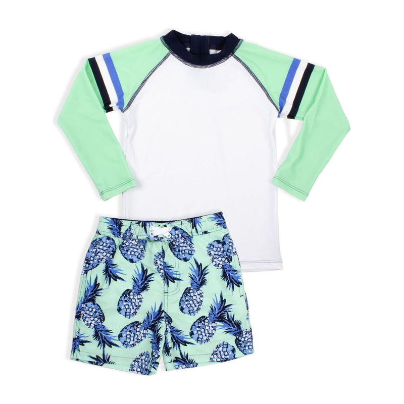 Rashguard & Trunk Set - Mint Pineapple