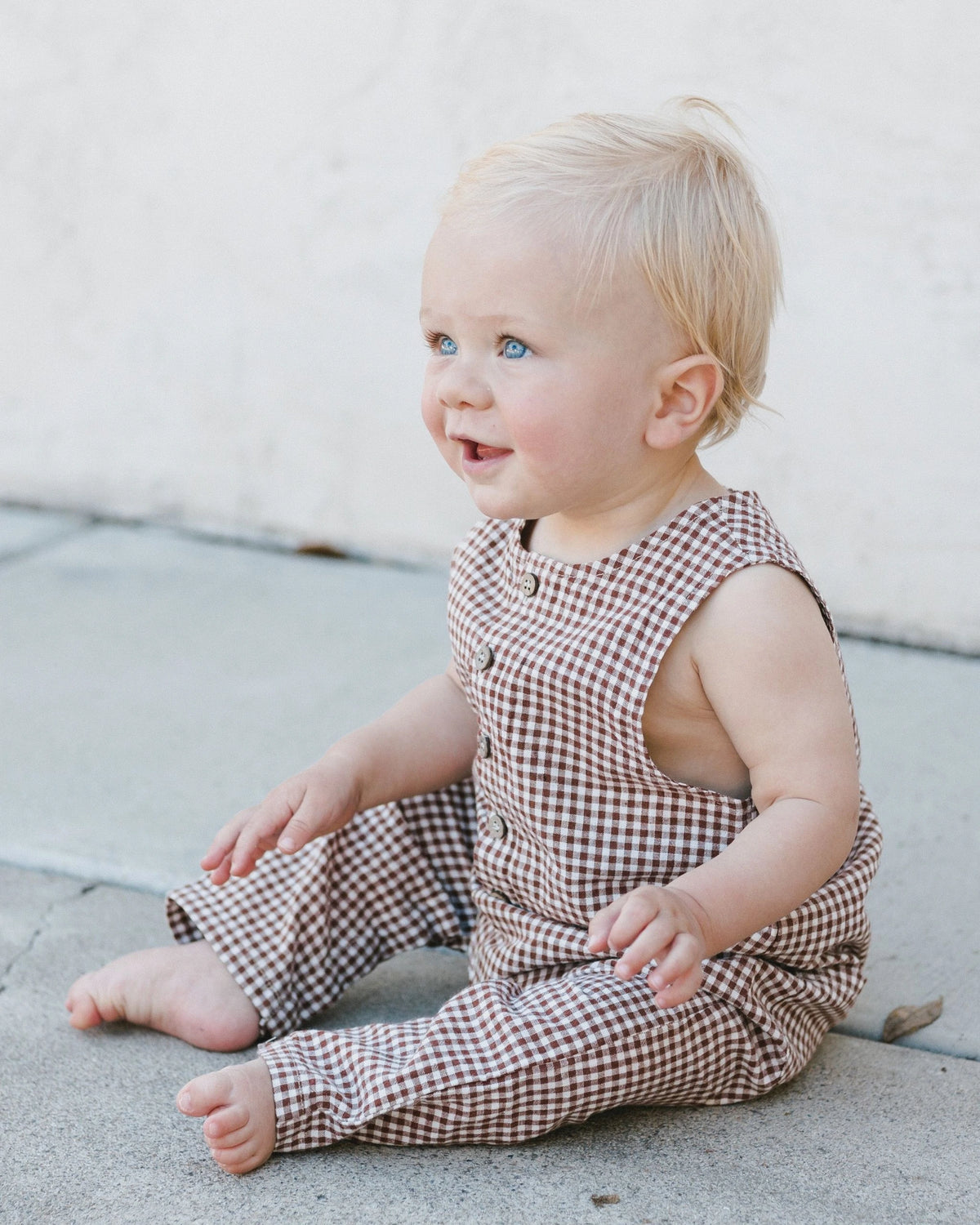 Button Jumpsuit, Redwood Gingham