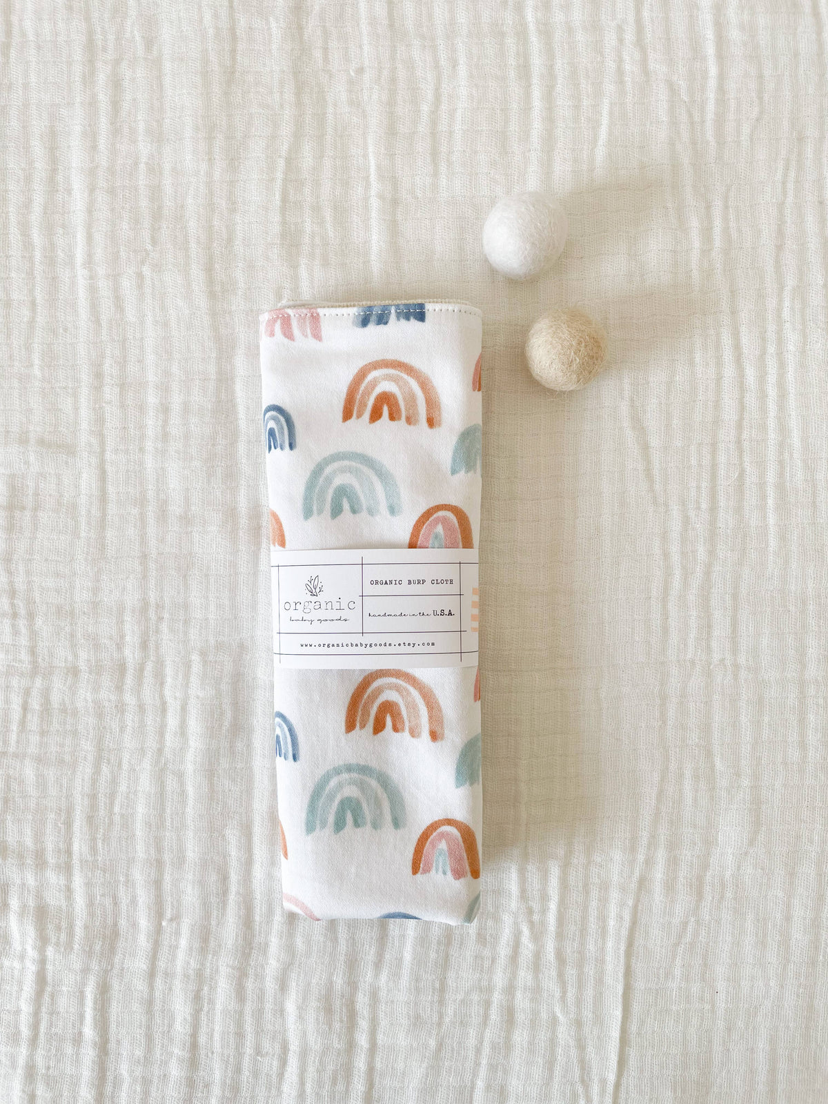Organic Rainbow Burp Cloth