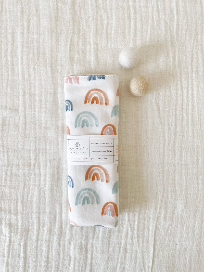 Organic Rainbow Burp Cloth