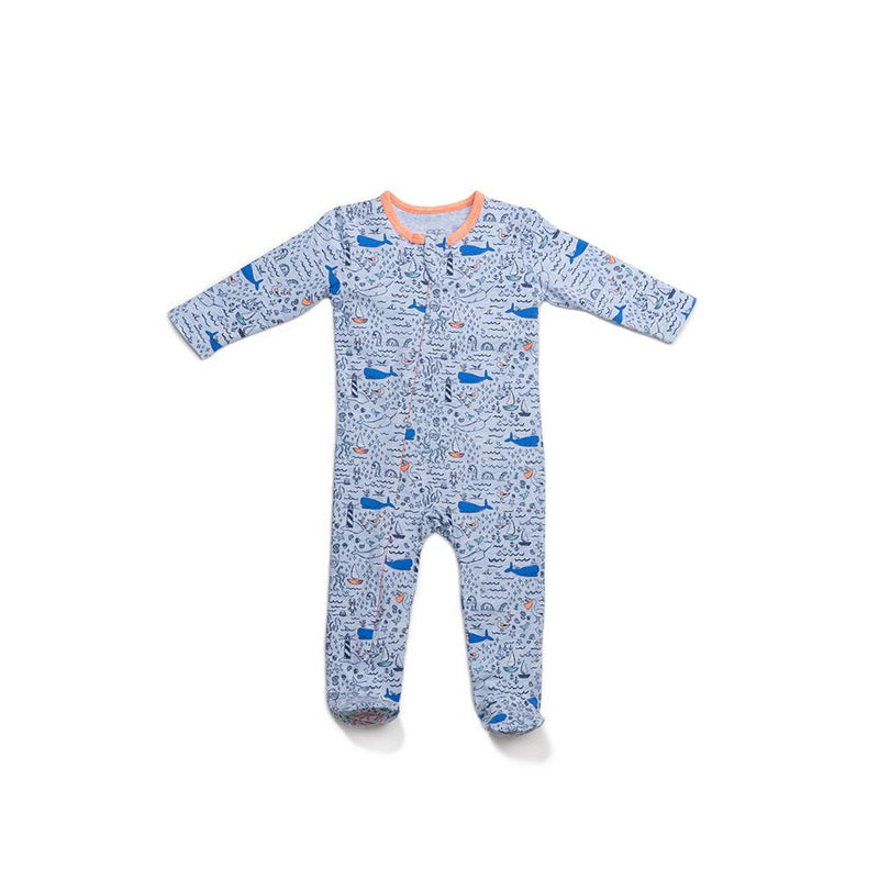 Classic Zipper Footie Blue Print