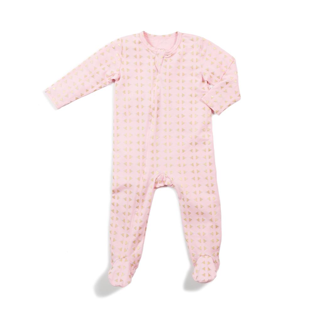 Classic Zipper Footie Pink