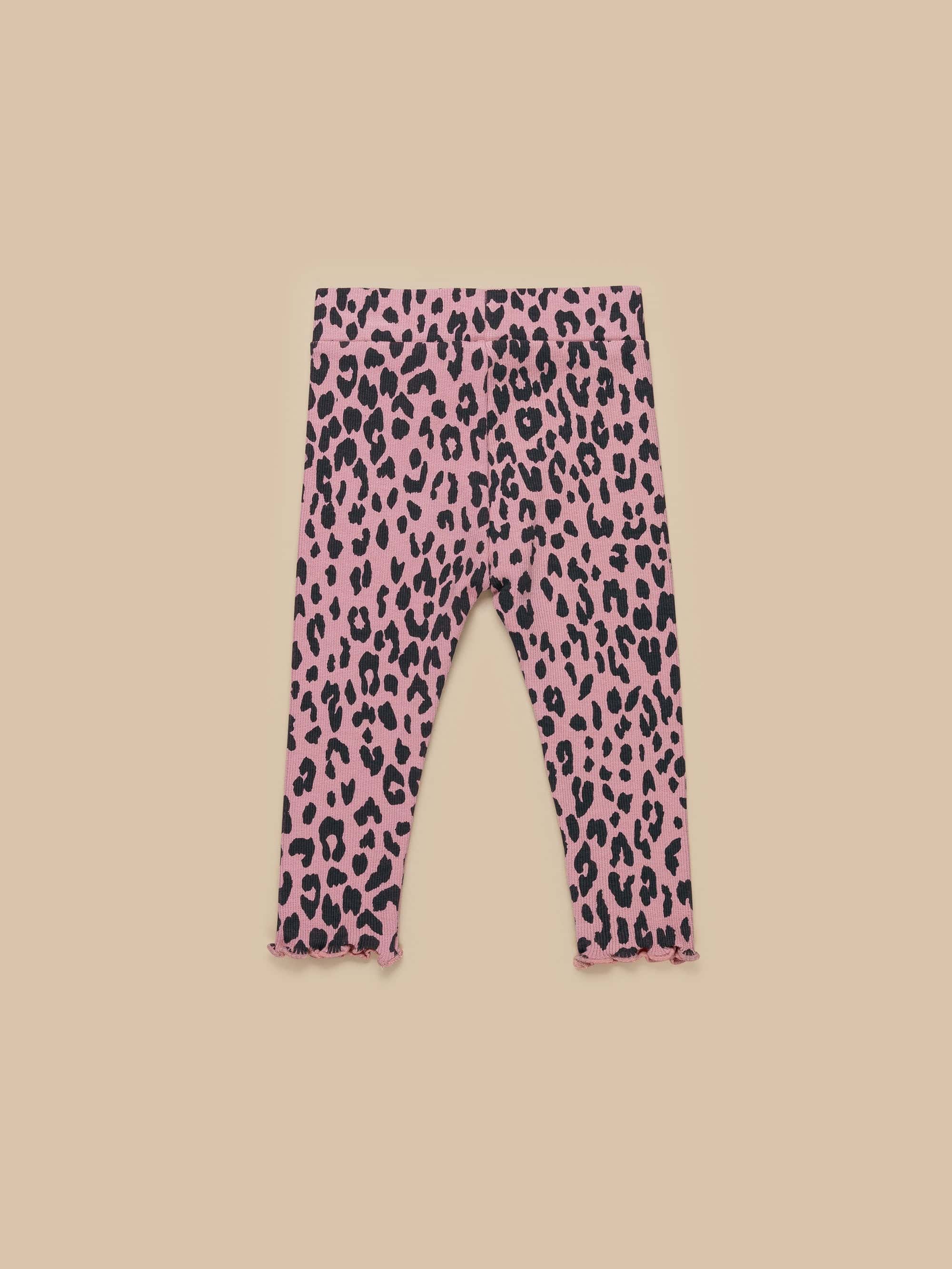 Leopard Rib Legging- Dusty Rose