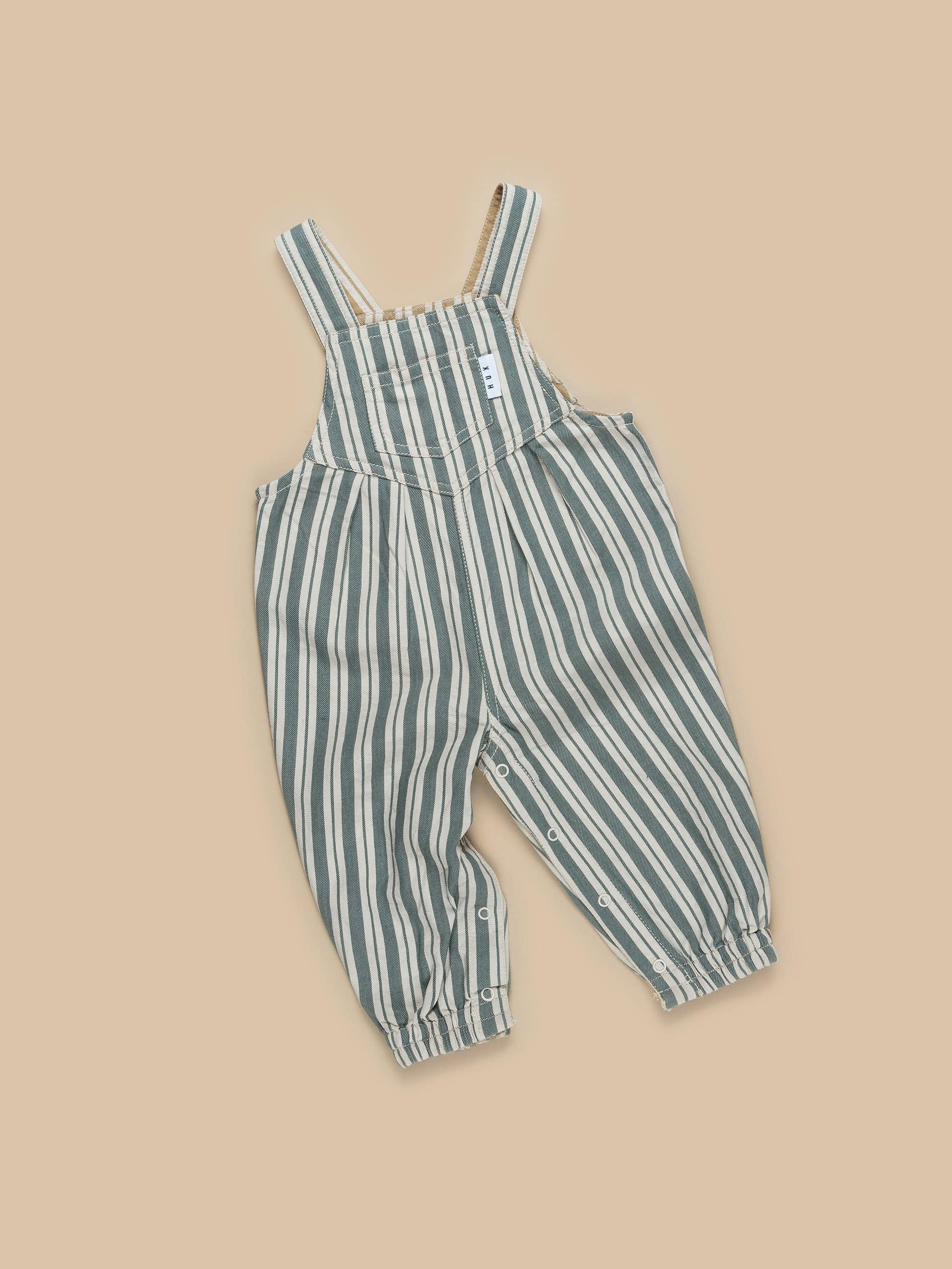 Stripe Reversible Overalls - Light Spruce + Amber Stripe