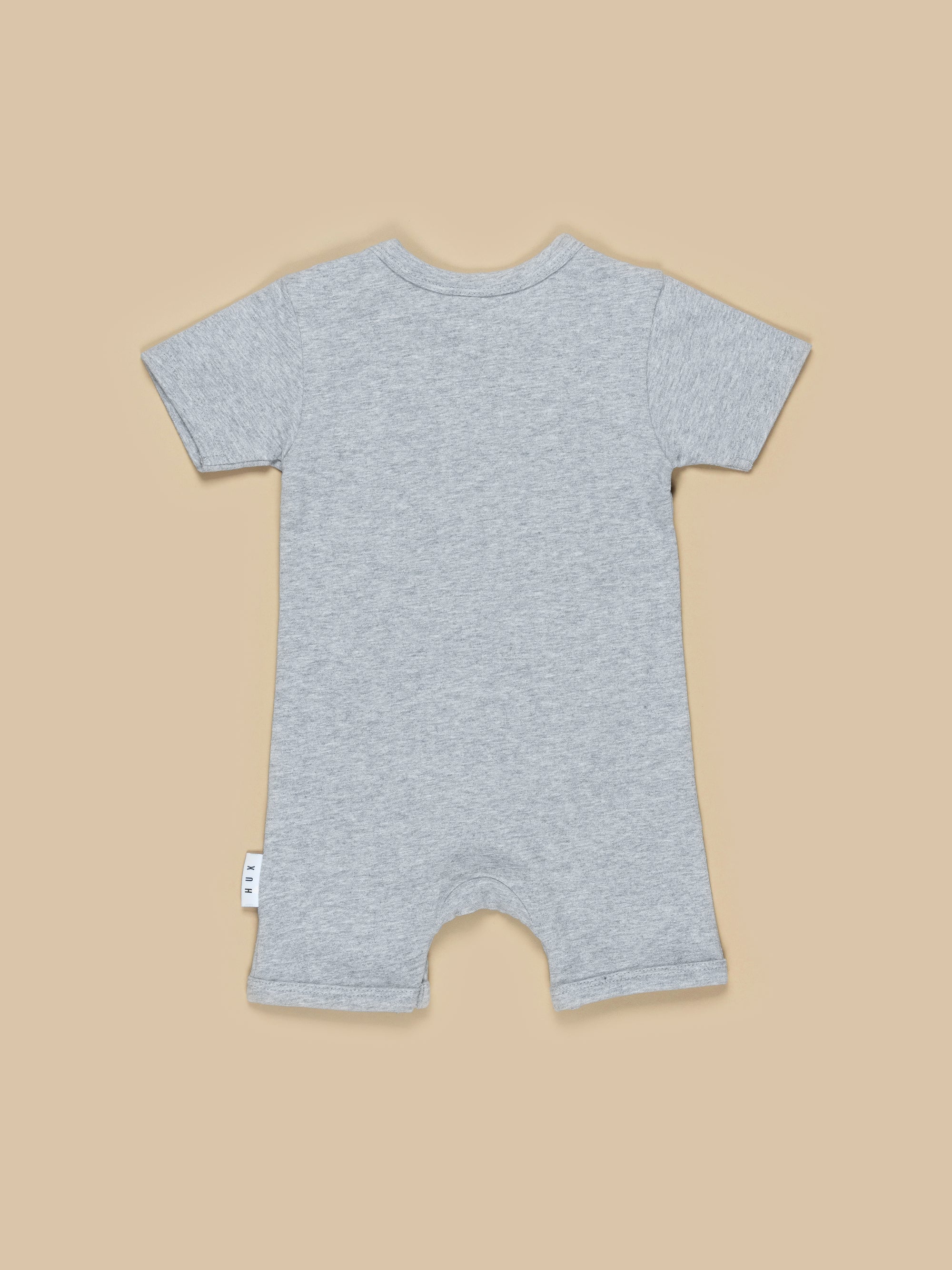 Leopard Bear Short Romper - Grey Marle