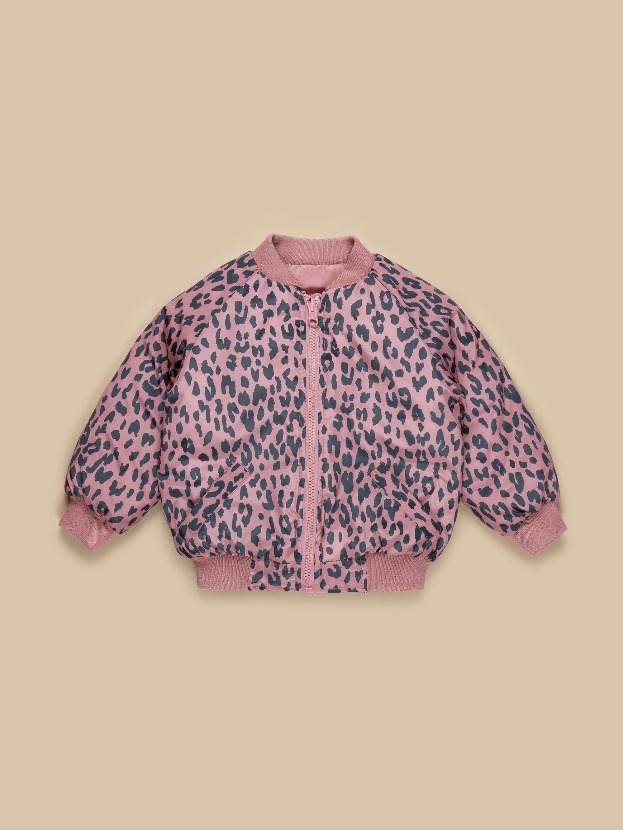 Leopard Reversible Bomber - Dusty Rose