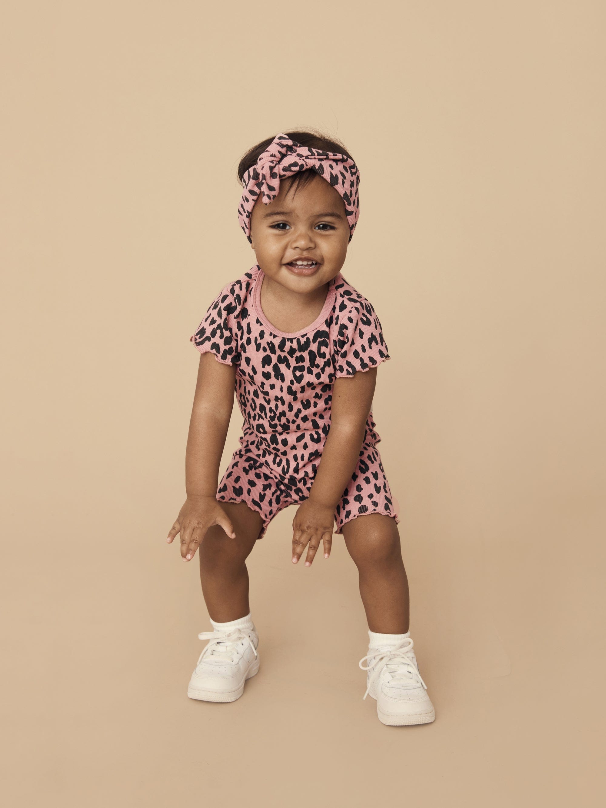 Leopard Rib Short- Dusty Rose