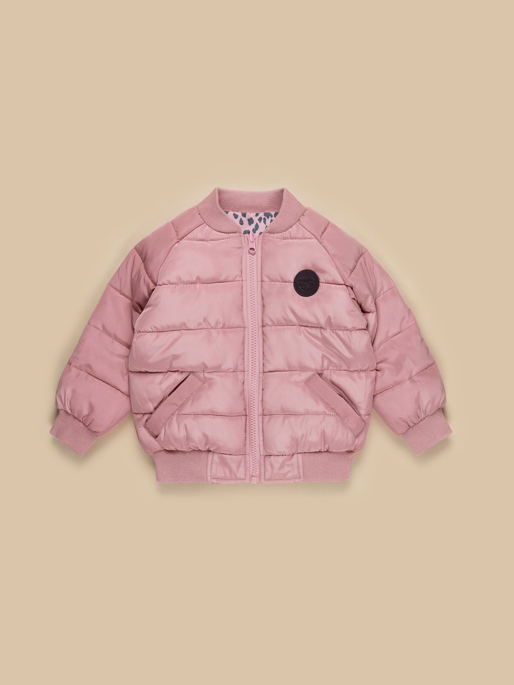 Leopard Reversible Bomber - Dusty Rose