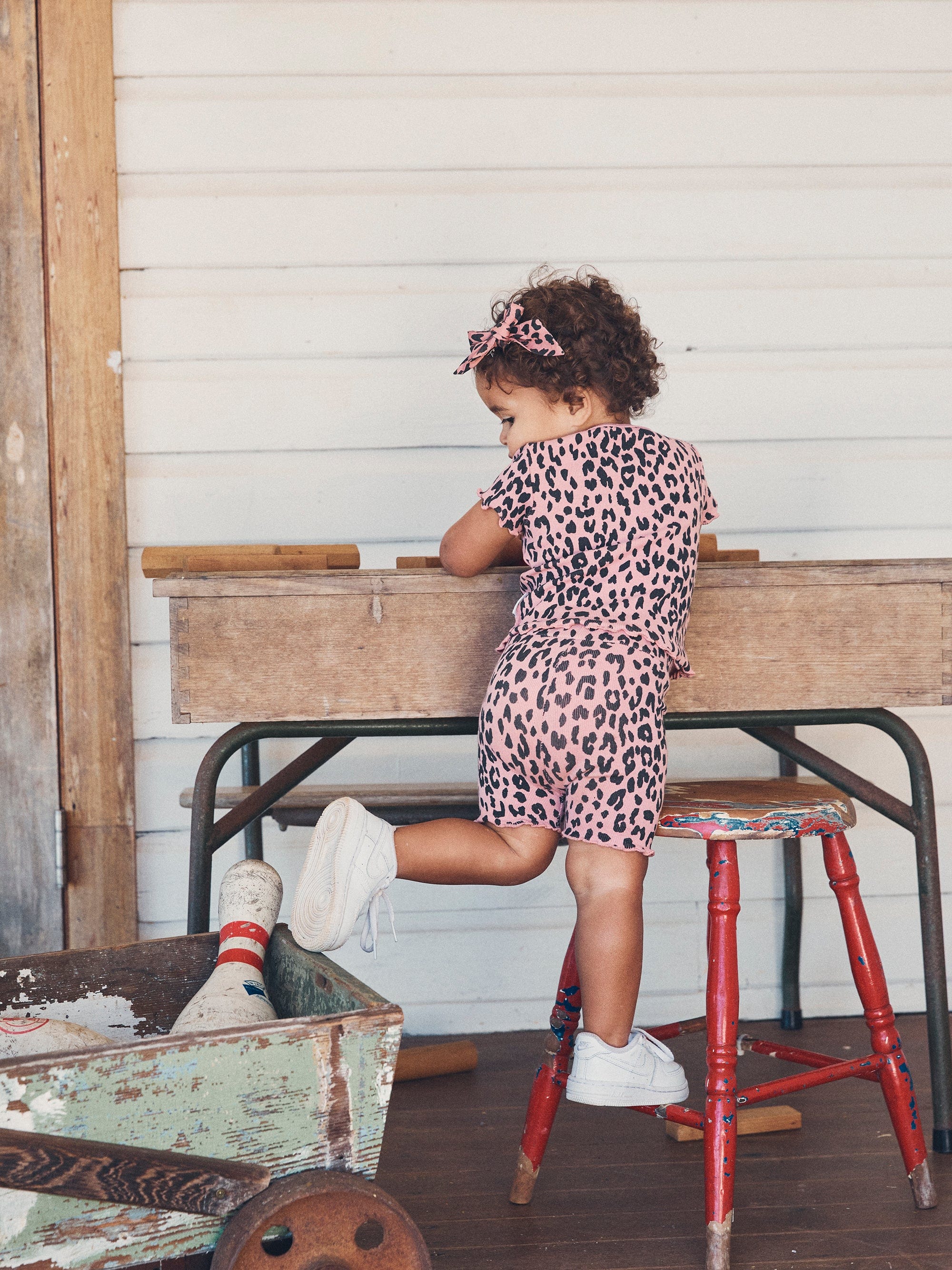 Leopard Rib Short- Dusty Rose