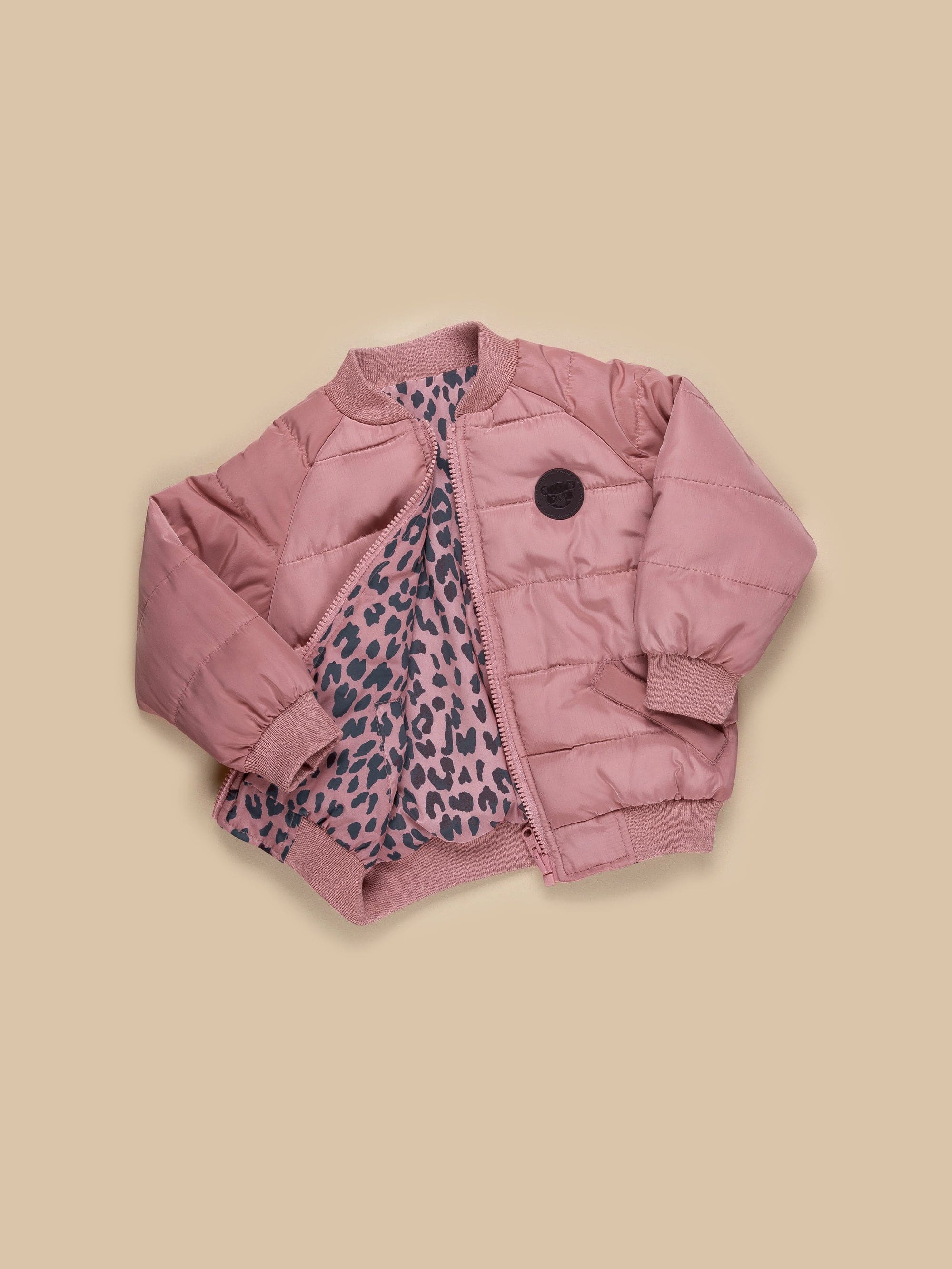 Leopard Reversible Bomber - Dusty Rose