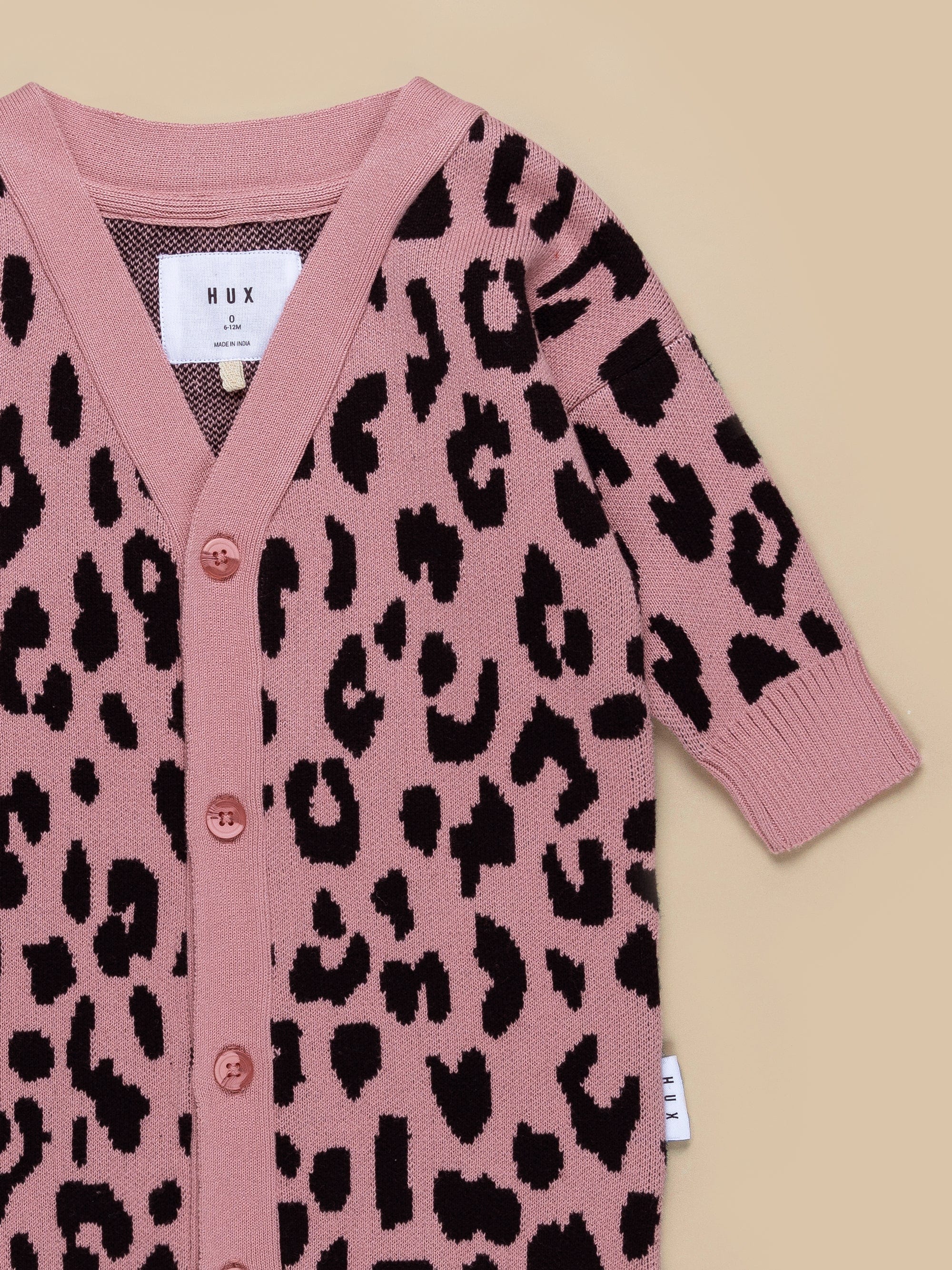 Leopard Knit Cardi - Dusty Rose