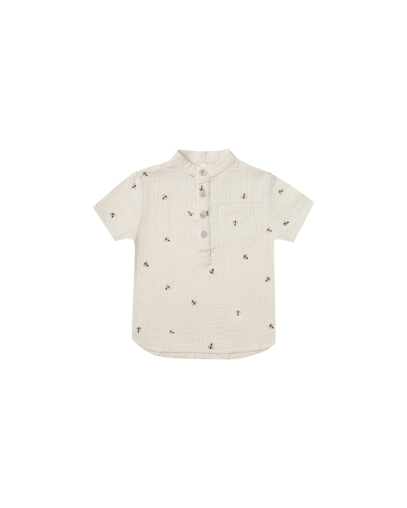 Bees Short Sleeve Mason Shirt Natural