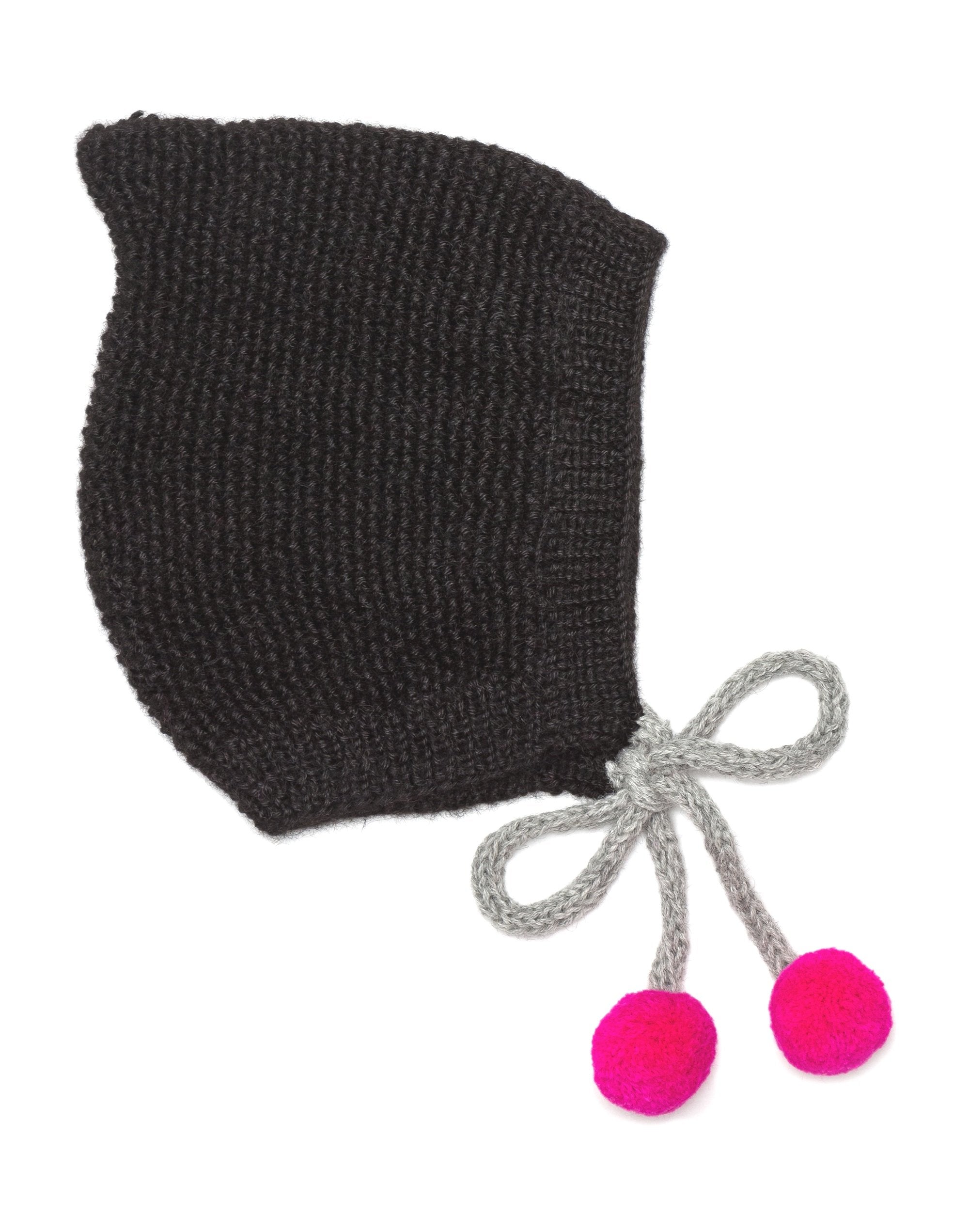 Tassel Pom Bonnet Black