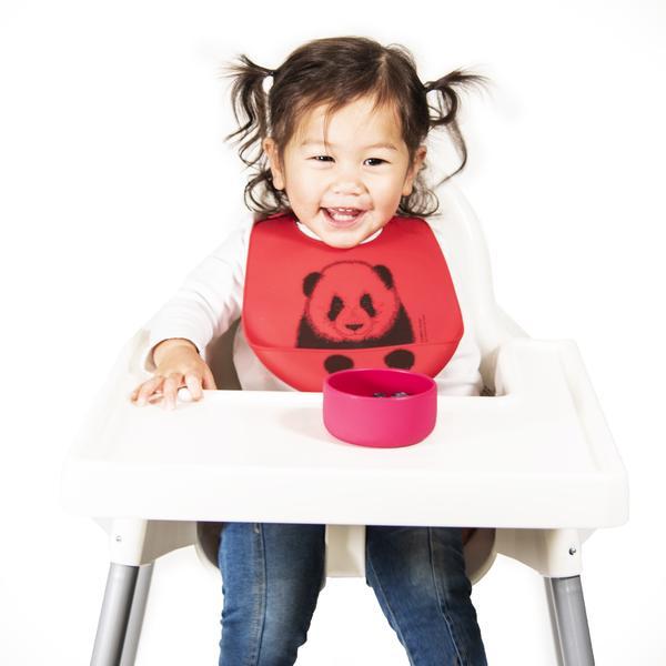 Bucket Bib: Peeking Panda - Red
