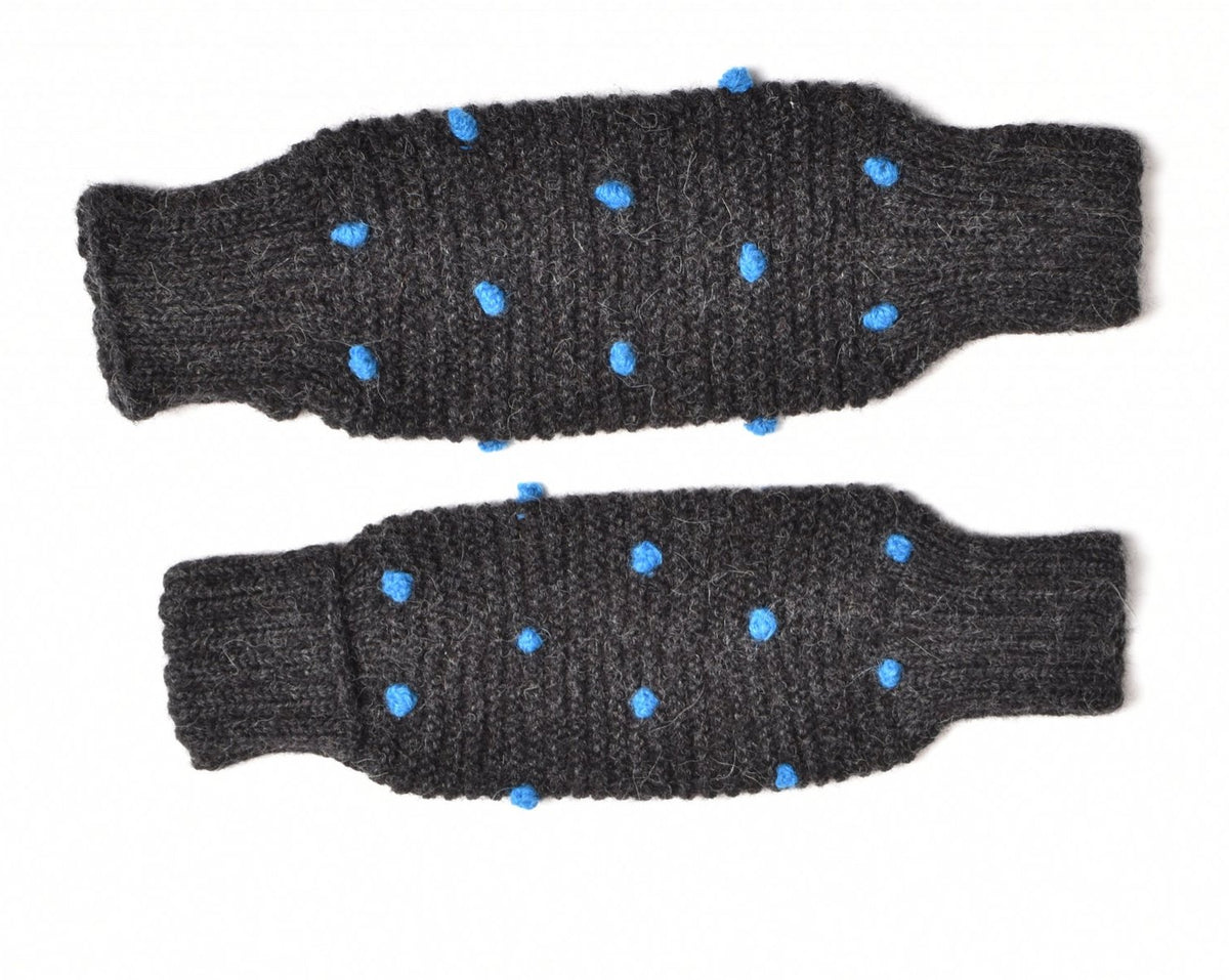 Leg/Arm Warmers Charcoal w/ Cobalt Dots