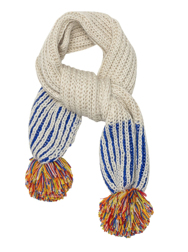 Sprinkle Pom Scarf Cobalt & Ivory