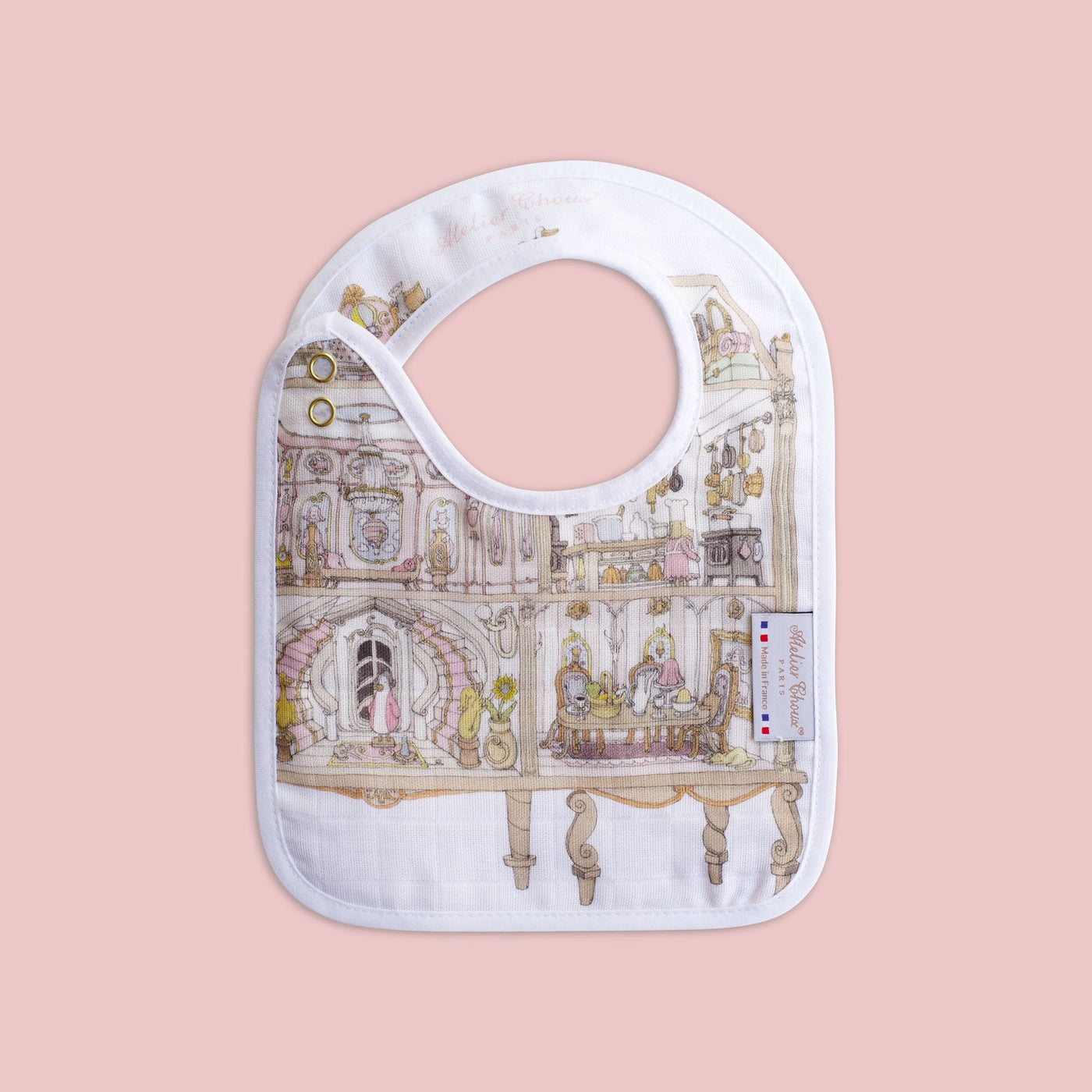 Small Bib - Dollhouse - Gold Snaps