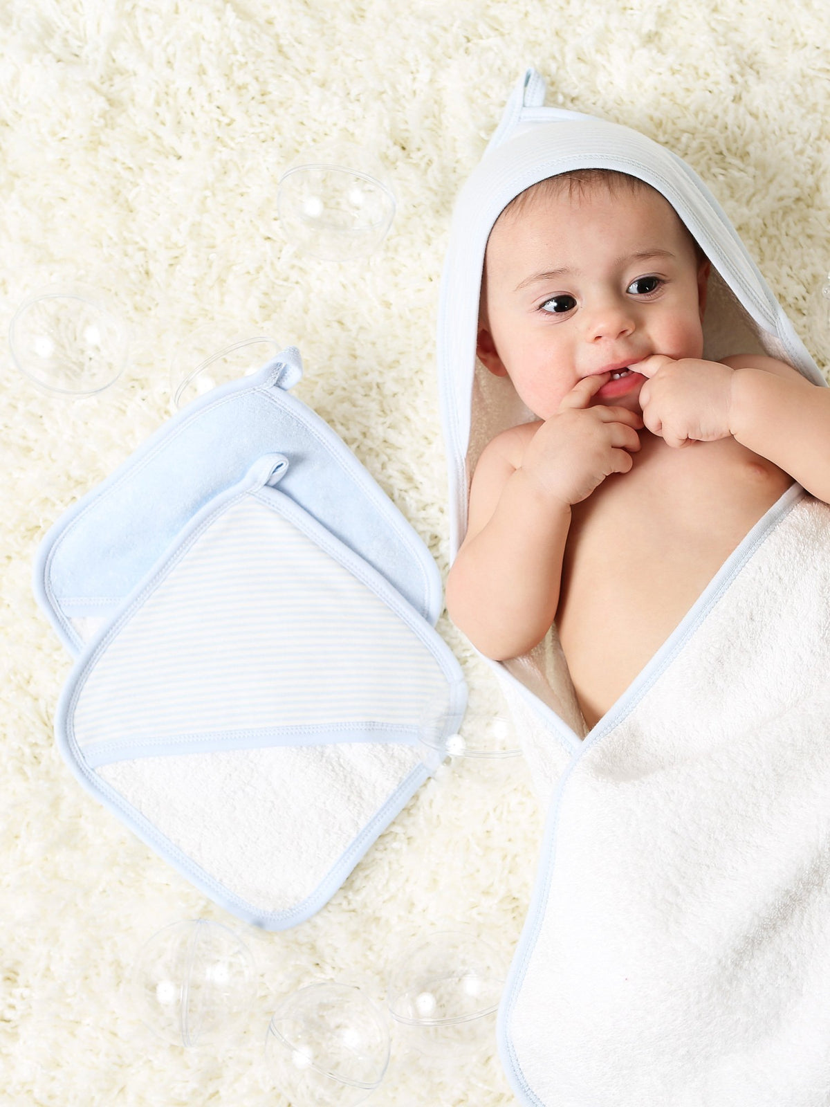 Wash Mitt Set - Blue Stripe