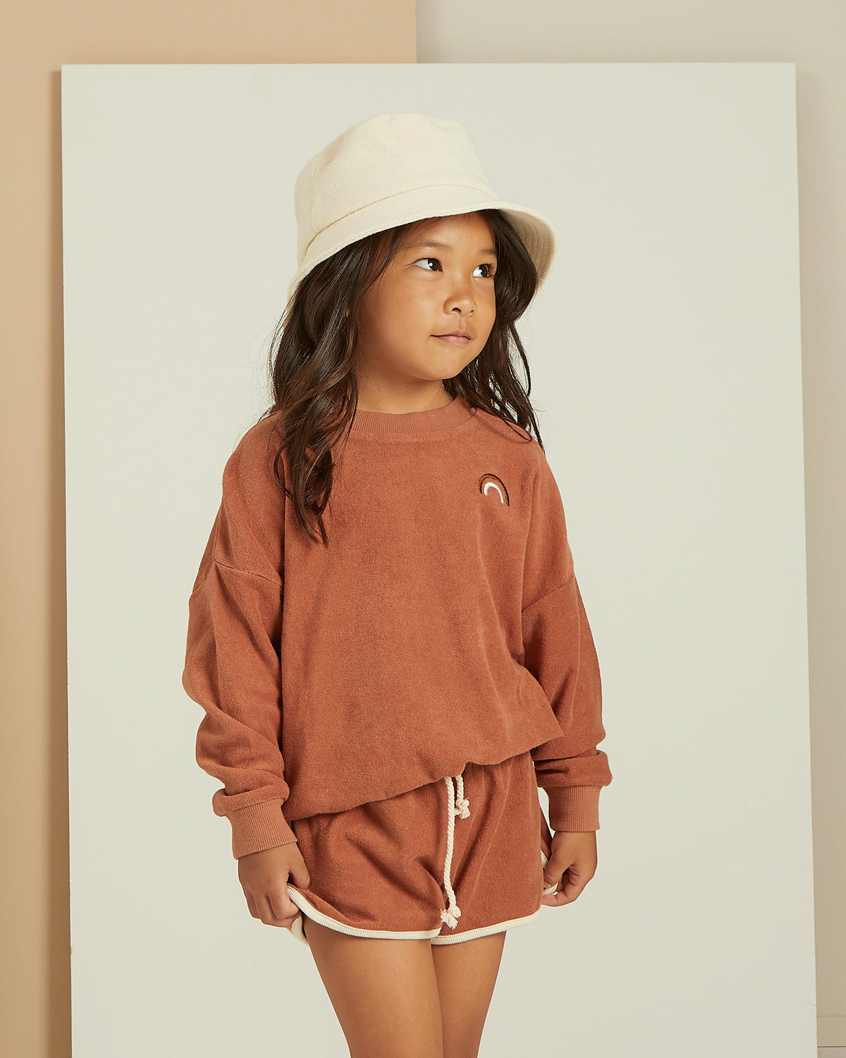 terry crewneck, terracotta