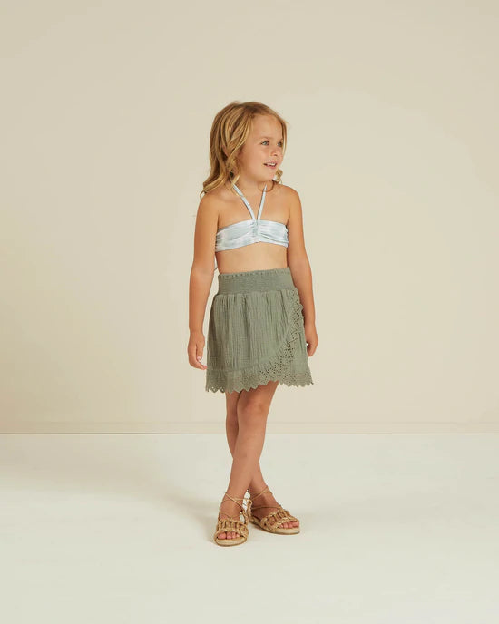 Ruffle Wrap Skirt, Aqua