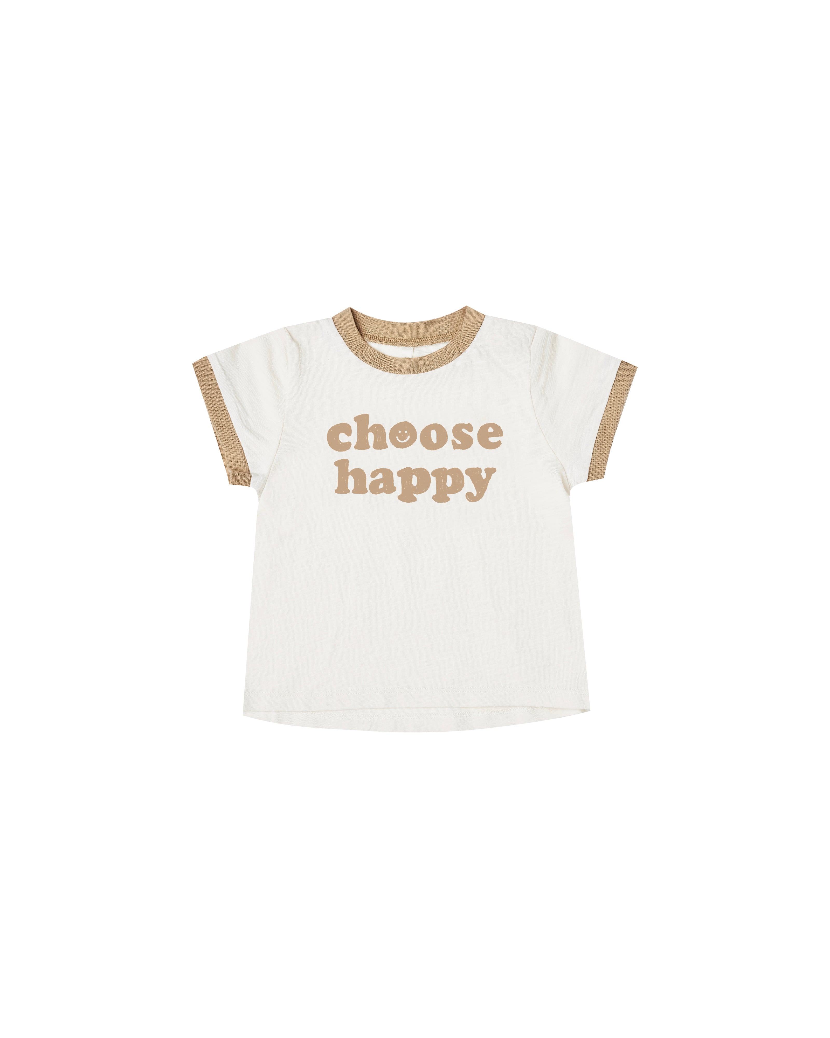 Choose Happy Ringer Ivory-Almond